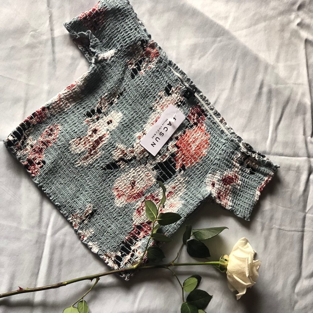 Smocked-off shoulder Crop Top